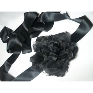 Flower floral black belt sash prom dress belt, mob belt wedding sash